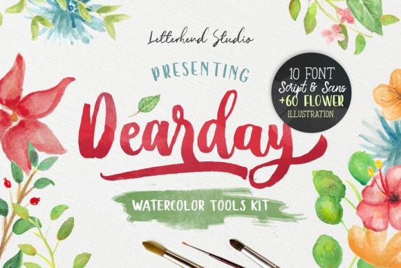 DearDay Script Handwritten Fonts for Watercolor Design